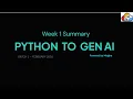 Python to Generative AI Week 1 Summary