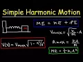Energy In a Simple Harmonic Oscillator - Maximum Velocity Acceleration Calculations