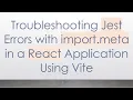 Troubleshooting Jest Errors with import meta in a React Application Using Vite