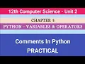 12th Computer Science Chapter 5 Comments in python - Practical
