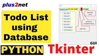 Tkinter todo List using SQLite or MySQL database to add remove update tasks