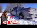 RAM 2500 Power Wagon Gets STUCK AGAIN WARN 12 000 LBS WINCH To The Rescue