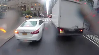 West 53rd St in the rain Manhattan - Biking NYC pov
