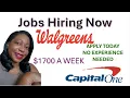 Now Hiring WALGREENS CAPITAL ONE Remote Jobs Work From Home Jobs