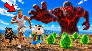GTA 5 | SHINCHAN, FRANKLIN & ALL SUPERHEROES VS HULK INSANE BATTLE WITH LAVA GOD | MAGICAL PAINT