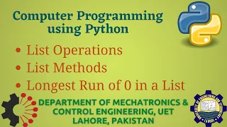 Python Programming Basics to Advanced List Operations and List Methods Lab 17