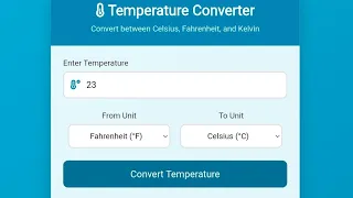 Temperature Converter Project using HTML CSS JavaScript Web Development Tutorial