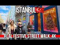 Istanbul Real Life 4K Walk: Festive Istiklal Street on Holiday Season | Galata Tower To Taksim