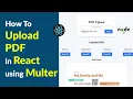 How to upload pdf in react js node js and mongo db using multer Pdf Upload using multer
