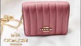 Unboxing COACH mini wallet on a chain what fits inside