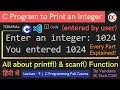 printf and scanf in C C Program to print an integer entered by user C Programming in HIndi d