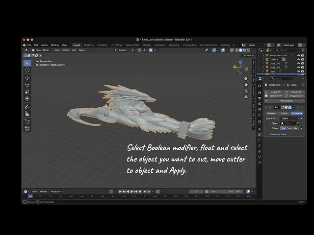 Flexi articulated knee and leg joint tool 3d printing Modelling toy design for Blender video thumbnail