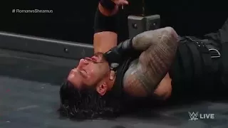 مباره رومن رينز وا شيمس وتدخل تربل اتش 