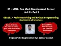 Python MCQ Multiple Choice Question and Answer GE8151 - PSPP Unit 2