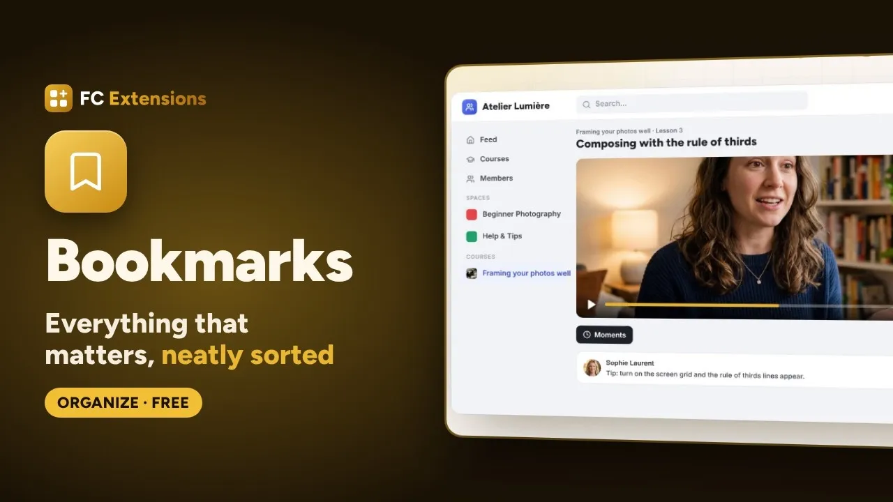 Bookmarks for FluentCommunity: help members save and sort what matters