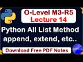 O-Level M3 R5 Python All List Methods in one Lecture 14