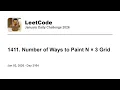 Daily Leetcode Jan 03 2026 - 1411 Number of Ways to Paint N 3 Grid