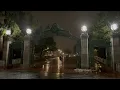 Rare rain tour at night across UC Berkeley Campus