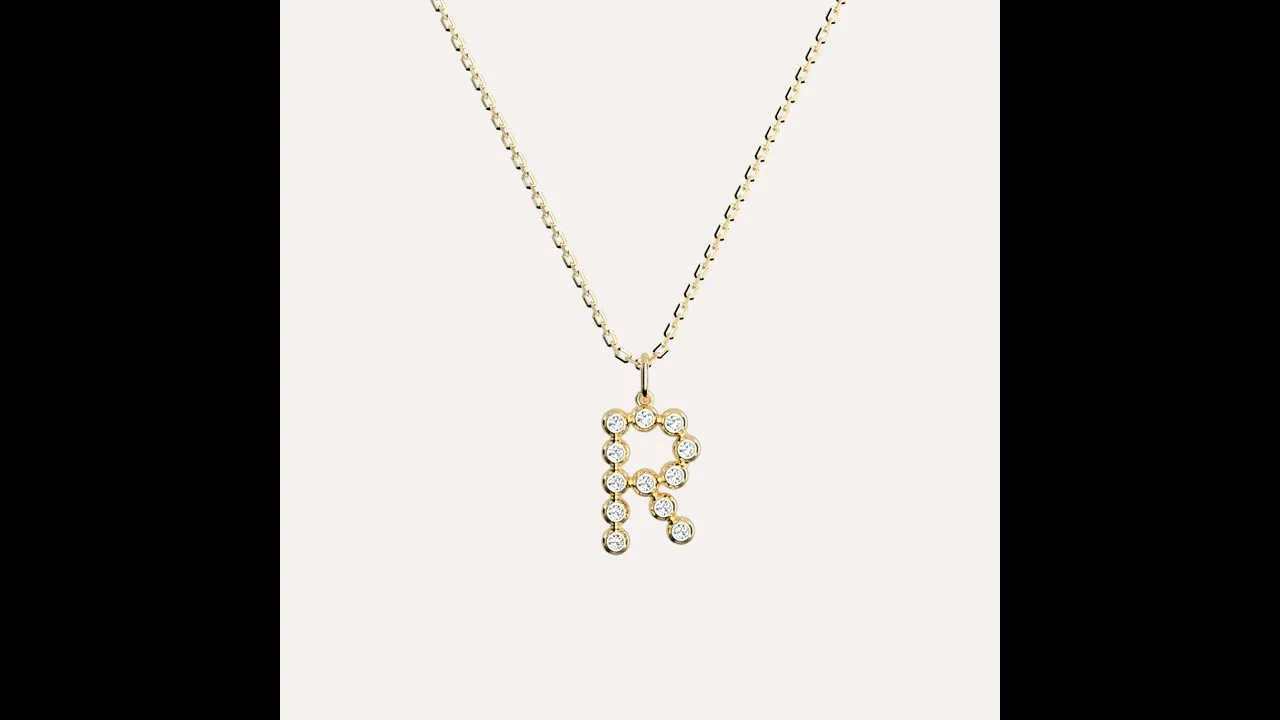 Letter R Initial Necklace Bubble Pendant