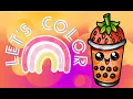 Let s Color a Cute Strawberry Boba Tea Easy Kawaii Coloring for Kids Free Page