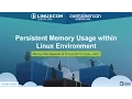 Persistent Memory Usage within Linux Environment by Maciej Maciejewski Krzysztof Czurylo Intel