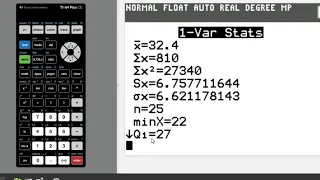 Sample Mean Variance and Standard Deviation of a Frequency Distribution TI-84