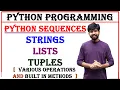 python sequences list tuple string various operations built in methods in string tuple string