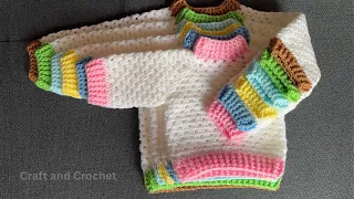 Easy Crochet sweater  / Easy Crochet  for baby Cardigan / Craft & Crochet Cadigan 1923 / #Crochet
