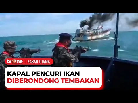 Tim KKP Tembak Kapal Asing Pencuri Ikan di Laut Natuna