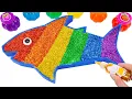Satisfying DIY How To Make Rainbow Fish From Glitter Slime Cutting ASMR Magic Sand B