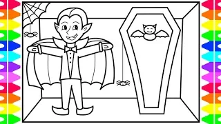 How to Draw a HALLOWEEN VAMPIRE for Kids Halloween Vampire Drawing and Coloring Pages