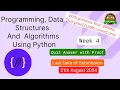 NPTEL Programming Data Structures and Algorithms Using Python Week 4 Quiz answer with proof 100
