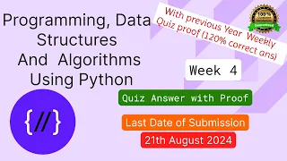 NPTEL Programming Data Structures and Algorithms Using Python Week 4 Quiz answer with proof 100