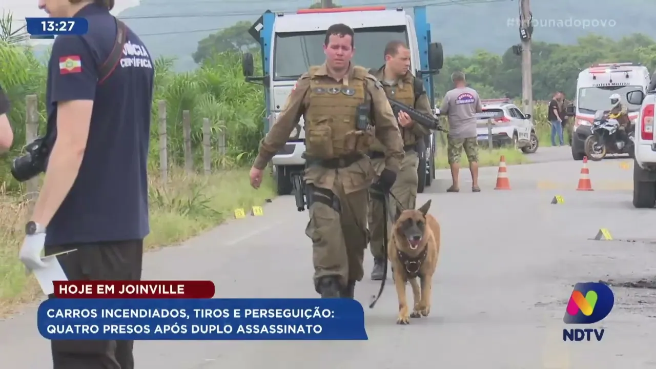 Hoje em Joinville! Carros incendiados, tiros e perseguição: quatro presos após duplo assassinato