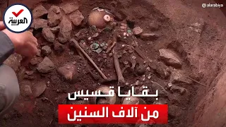 علماء يكتشفون بقايا قسيس من آلاف السنين وبجواره  حيوان غريب عن أرضه  دندنها