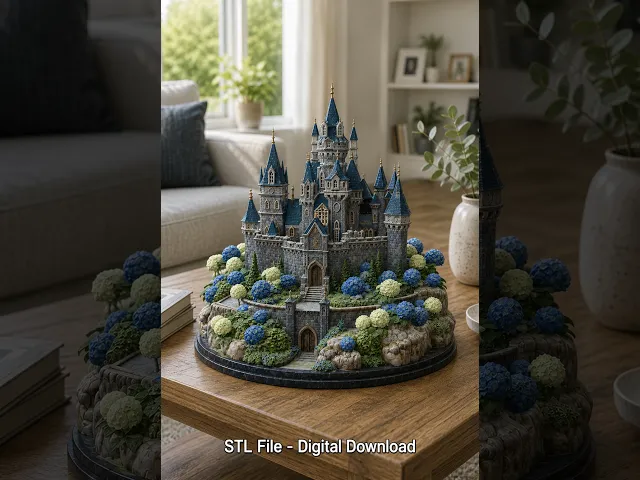 Enchanted Blue Castle STL File for 3D Print video thumbnail