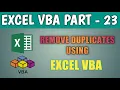 Remove duplicate from Excel using VBA