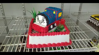 tutorial membuat kue ultah thomas 3d butter cceam decorating cake