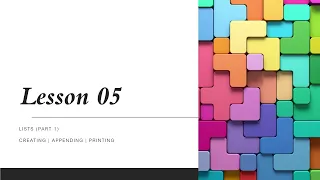 Python Basics Series - Lesson 5