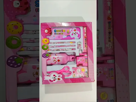 Adorable🥰 Pink Stationery Set, Pencil, Note Book, Scissor, Pencil Case #stationery #unboxing #ahorts