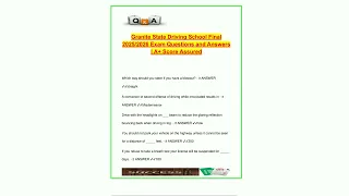 Granite State Driving School Final Exam 20252026 100 Verified Questions Answers Road Signs DUI La