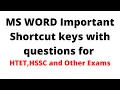 MS Word Shortcuts Important shortcuts for HTET HSSC DSSSB and Other Exams