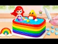 Download Lagu Ariel Rainbow Pool Cake with Cute Duck 🦆🌈 | Mermaid Dessert Art | Lily Little Cake