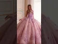 Blushing Lilac Glitter Tulle V-Neck Quince Dress with Sequin Applique Beading and 3D Flowers