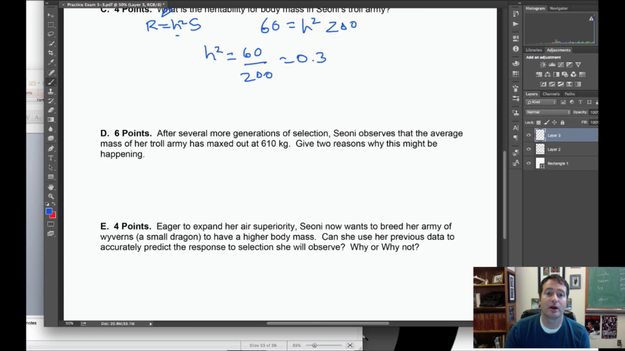 Breeder's Equation - Selecting for larger trolls