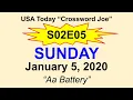 S02E05 USAToday Crossword AA Battery January 5 2020