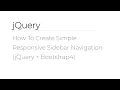 jQuery - How To Create Simple Responsive Sidebar Navigation jQuery Bootstrap4