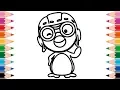 How to Draw Pororo The Little Penguin Coloring Pages for Kids and Toddlers