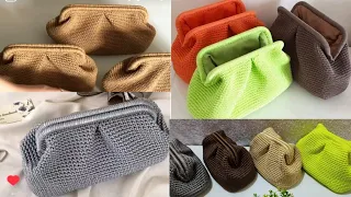 طريقه عمل شنطه كروشيه الصيف بالوان فسفوريه بورتفيه بكسره بفريم سحري كروشيه Crochet Summer Bag 