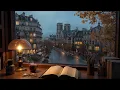 Download Lagu Paris Evening Rain Ambience with Warm Jazz🍂 Distant Thunder \u0026 Smooth Sounds for Study, Focus \u0026 Relax
